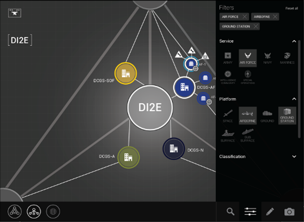 DI2E node diagram on tablet
