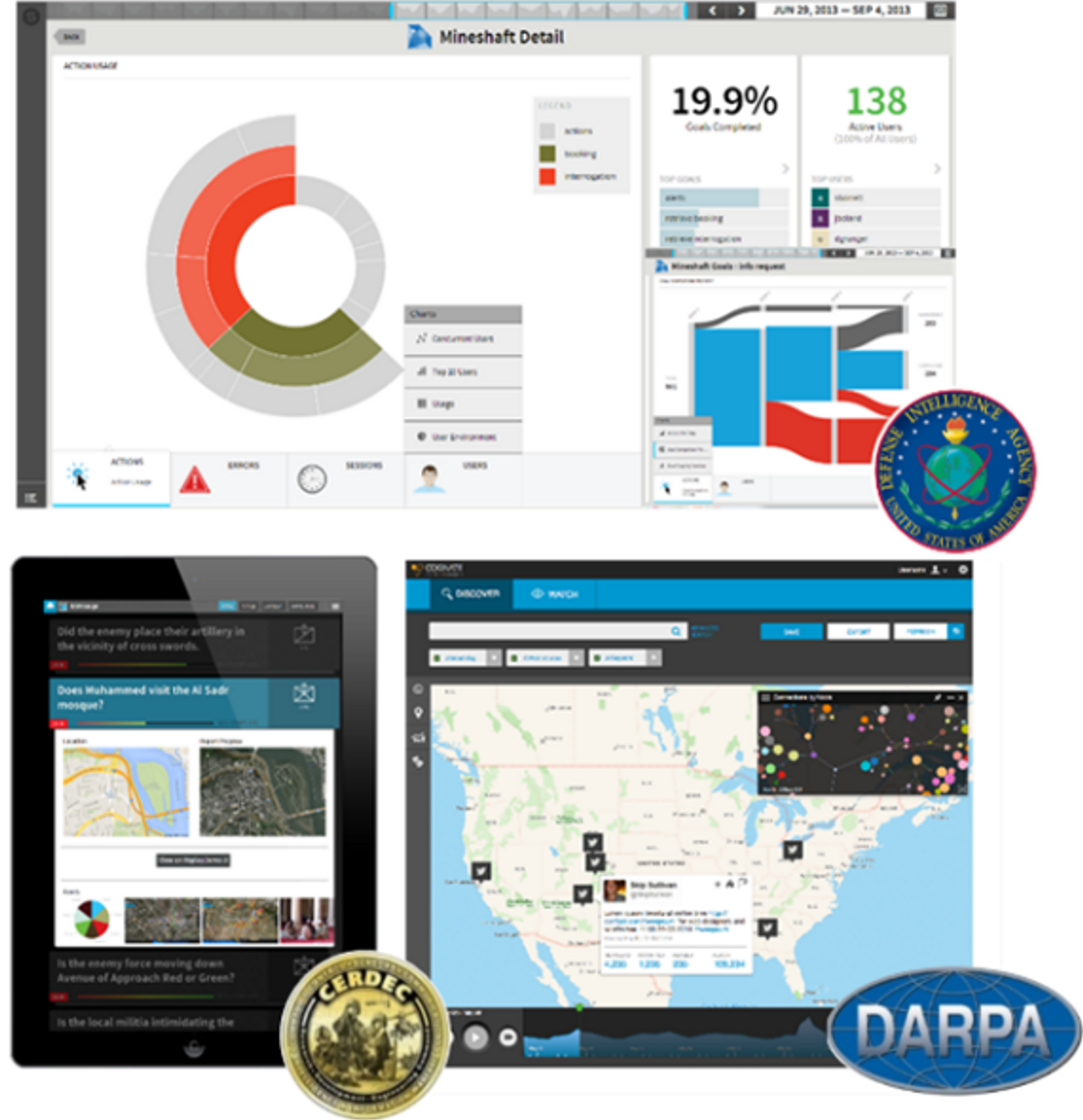 Ringtail portfolio: Mineshaft, 3D cube, iPad Safari, US map