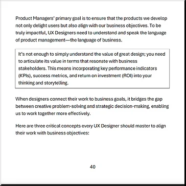 An interior text page with a boxed pull quote