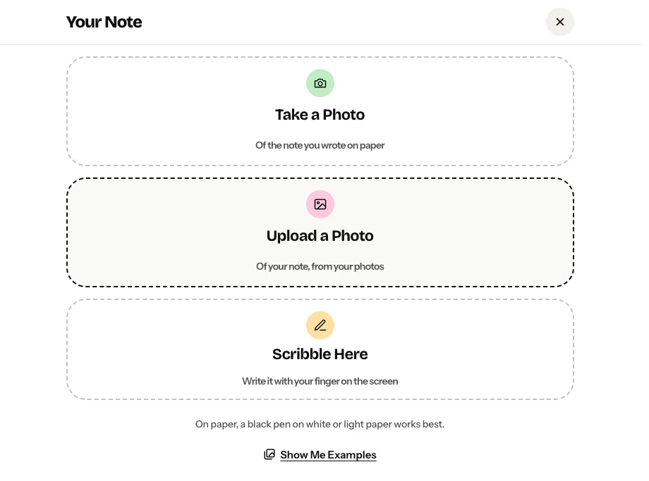 Three ways to add a note