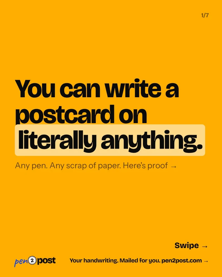 Carousel: You can write a postcard on literally anything